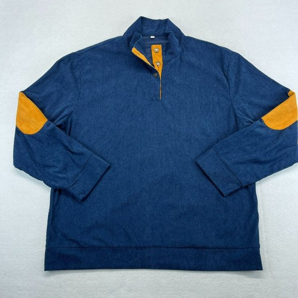 Hengsheng Jeans 1/4 Zip Sweater Shirt 2XL XXL Men's Corduroy Lightweight - Picture 1 of 11